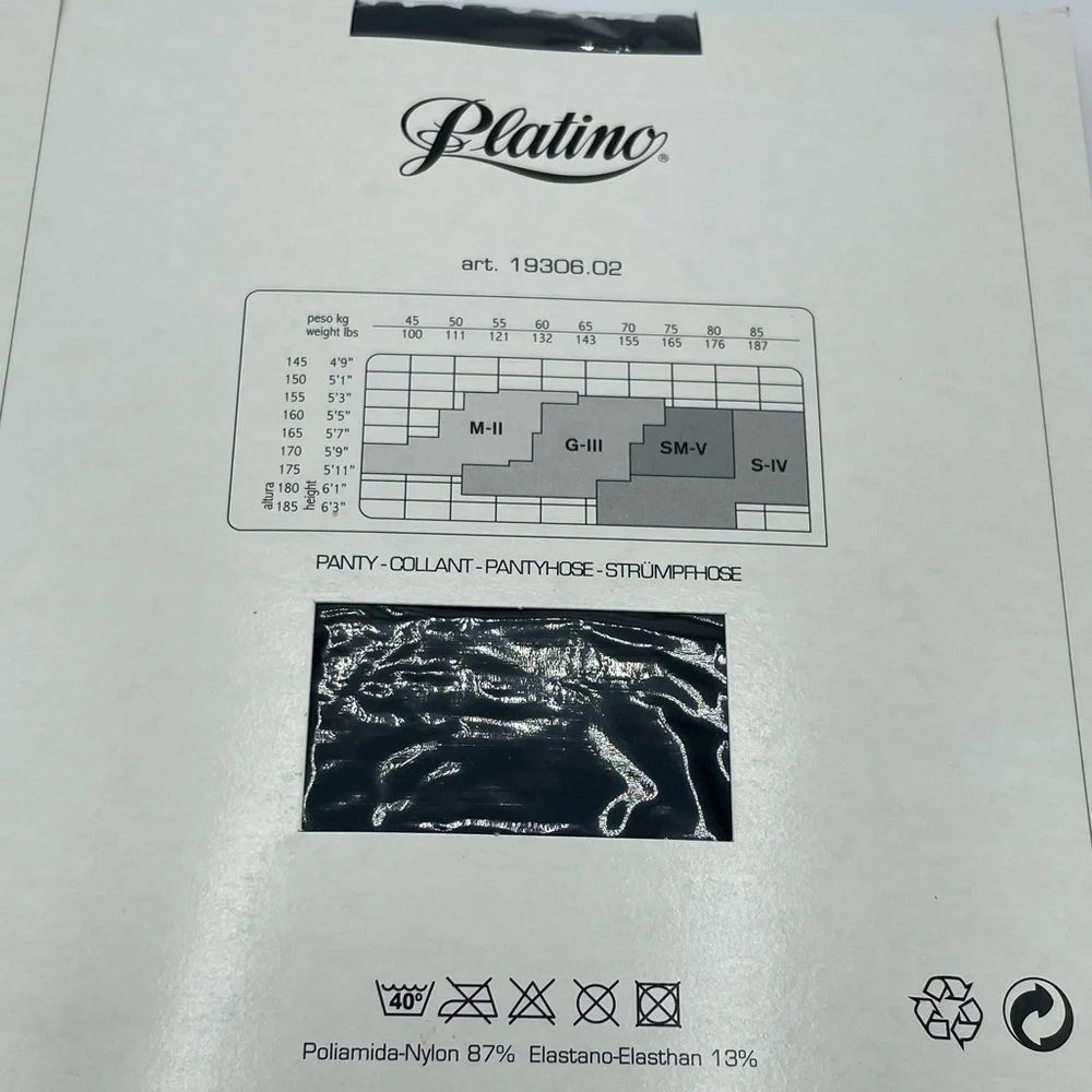 Vintage Hosiery Black Medium European 11 Pattern Platino